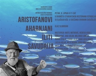Poziv na predstavu "Aristofanovi Aharnjani iliti Savudrija"